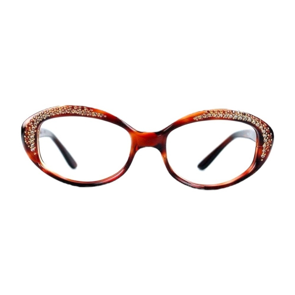 Deluxe France Rhinestone Cat Eye Glasses Tortoise… - image 1